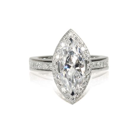 halo diamond ring marquisewith chanel set diamonds|Marquise.